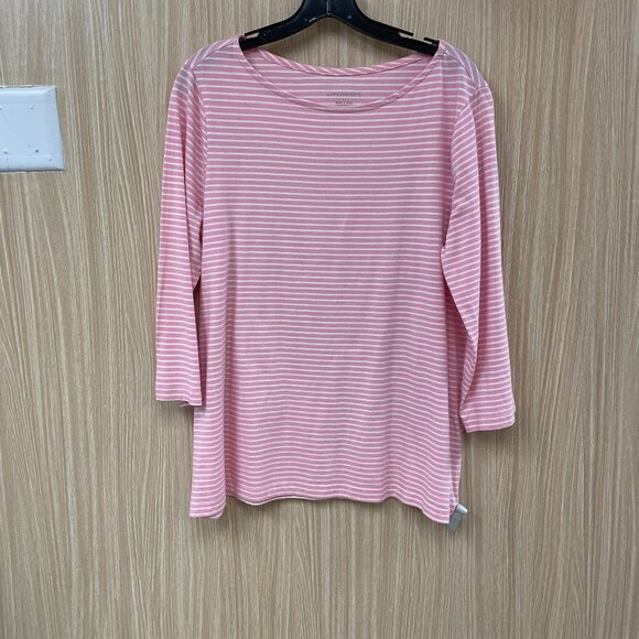 Appleseed's Pink Stripe Top Size L - Picture 1 of 5